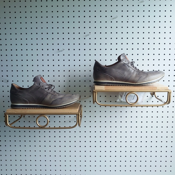 Magnanni For Neiman Marcus Leather Sneakers Shoes Grey - Picture 2 of 9